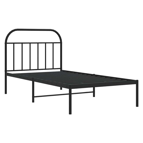 vidaXL Bed Frame Black Powder-Coated Steel Single Bed Frame