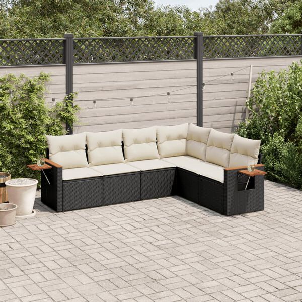 vidaXL Garden Sofa Set Black, Cream