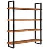 vidaXL Bookcase Natural Wood, Black Solid Acacia wood, Iron Large
