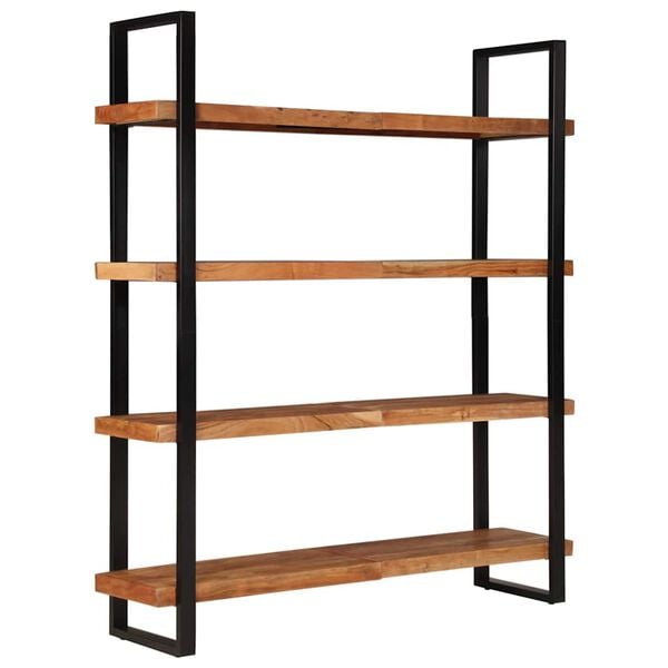 vidaXL Bookcase Natural Wood, Black Solid Acacia wood, Iron Large
