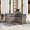 vidaXL Garden Sofa Set Beige Poly Rattan Large Adjustable Feet