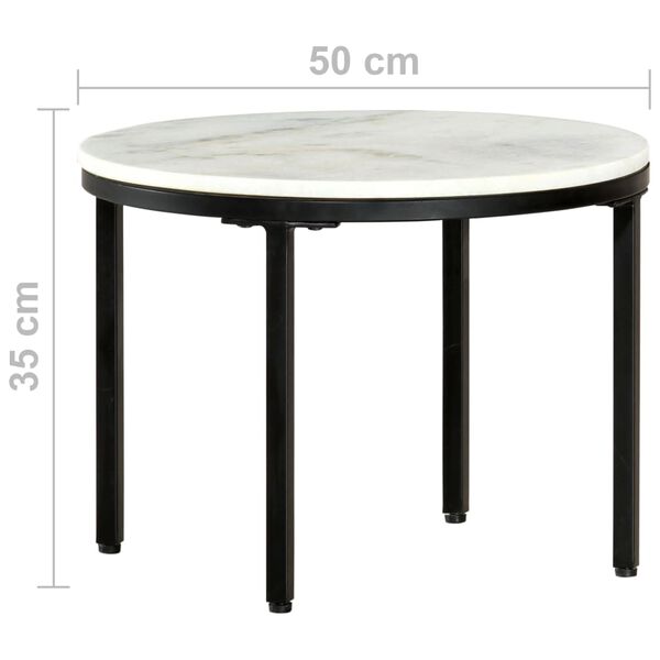 vidaXL Table White and Black Marble, Powder-Coated Steel Medium Durable