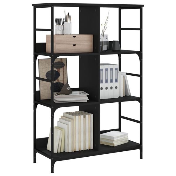 vidaXL Bookshelf Black Engineered wood Medium Bookshelf Rectangular