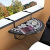 vidaXL Garden Table Black and White Iron frame, Ceramic tile top Compact