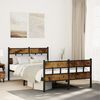 vidaXL Bed Frame Black, Smoked Oak Iron, Engineered Wood Full Industrial