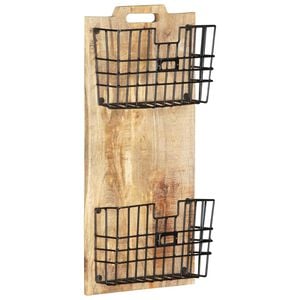 vidaXL Magazine Rack Brown, Black Mango Wood, Steel 13 x 3.9 x 26.4 in