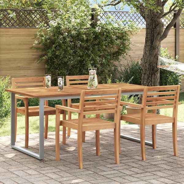 vidaXL Garden Table Brown Solid Acacia wood, Powder-coated metal