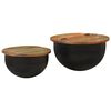 vidaXL Coffee Table Set of 2 Black and varied reclaimed wood colors