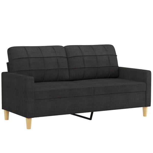 vidaXL Sofa Set Black Polyester 2-seater Sofa Set Rectangular Modern