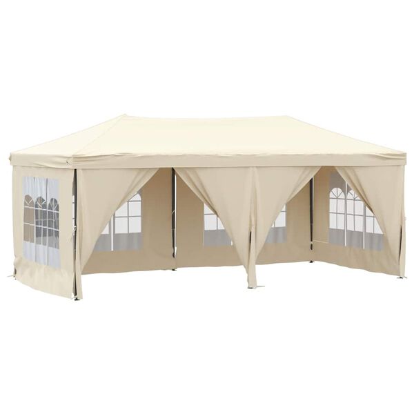 vidaXL Folding Party Tent with Sidewalls Cream 9.8'x19.7'