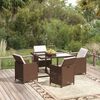 vidaXL Garden Dining Set Brown Poly Rattan, Steel, Tempered Glass Medium