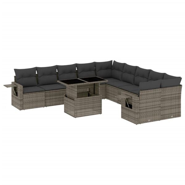 vidaXL Garden Sofa Set Grey PE rattan Large Modular Garden Sofa Set