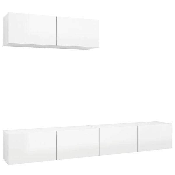 vidaXL TV Cabinet Set of 3 High gloss white Engineered wood Standard