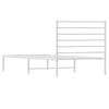 vidaXL Bed Frame White Powder-Coated Steel Twin Bed Frame Rectangular