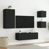 vidaXL 4 Piece TV Wall Stands with LED Lights Black