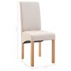 vidaXL Dining Chair Set of 4 Cream Fabric, Wood Standard Ergonomic