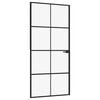 vidaXL Interior Door Black 36.6"x79.3" Tempered Glass&Aluminum Slim
