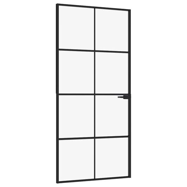 vidaXL Interior Door Black 36.6"x79.3" Tempered Glass&Aluminum Slim