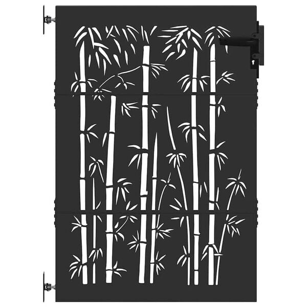 vidaXL Garden Gate 33.5x49.2" Corten Steel Bamboo Design