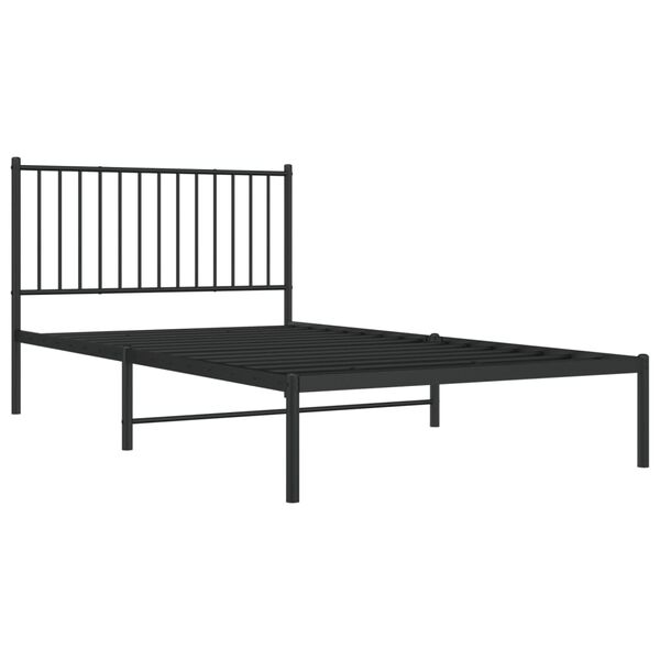vidaXL Bed Frame Black Powder-Coated Steel Single Bed Frame