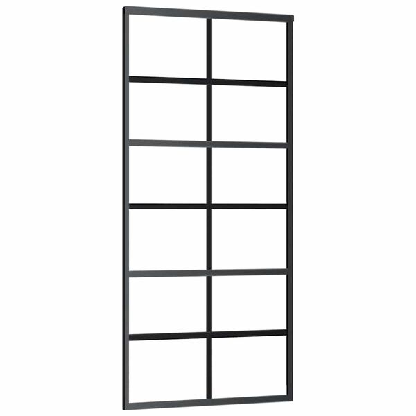 vidaXL Sliding Door ESG Glass and Aluminum 35.4"x80.7" Black