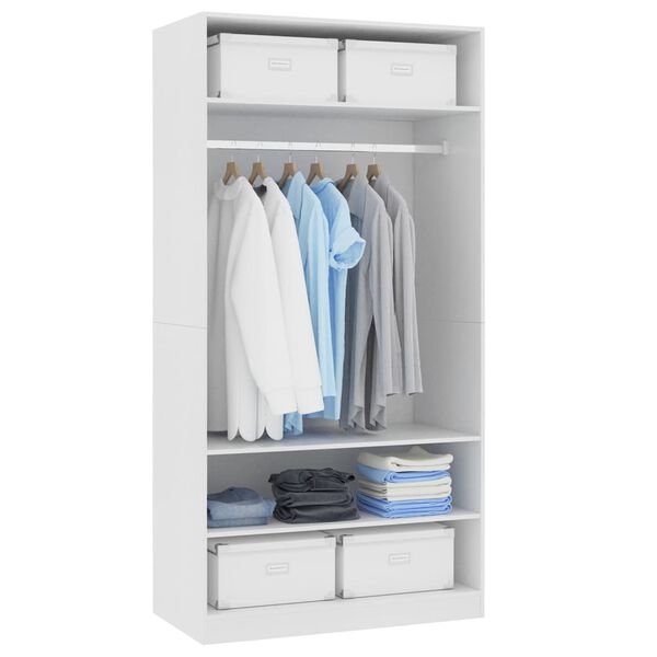 vidaXL Wardrobe White Engineered Wood Compact Wardrobe Rectangular