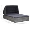 vidaXL Sunbed Grey PE rattan, powder-coated steel, fabric (100% polyester)