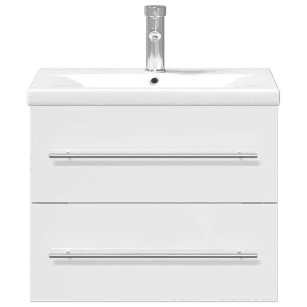 vidaXL Bathroom Sink Cabinet High gloss white Engineered wood, Ceramic