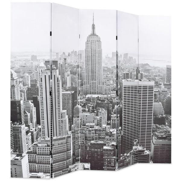 vidaXL Folding Room Divider 78.7x66.9" New York by Day Black and White