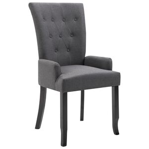 vidaXL Dining Chair Dark Grey Polyester and Oak Wood Standard Ergonomic