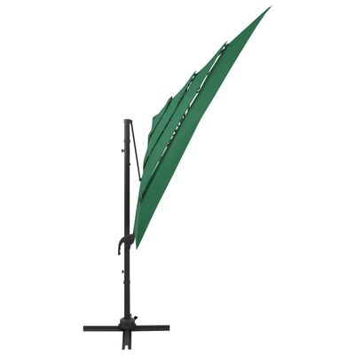 vidaXL 4-Tier Parasol with Aluminum Pole Green 98.4"x98.4"