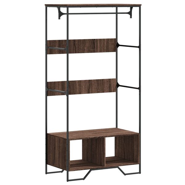 vidaXL Wardrobe Brown Oak Engineered Wood, Metal 35.4x19.7x70.9 in