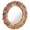 vidaXL Mirror Natural teak Solid teak wood and glass 23.6 in diameter