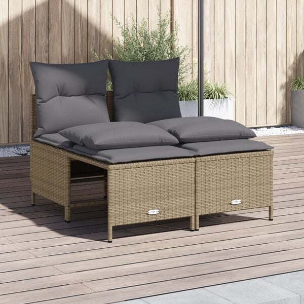 vidaXL Garden Sofa Set Beige, Light Grey PE rattan, coated steel Medium