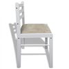 vidaXL Chair Set of 6 White Rubberwood and Polyester Standard Durable