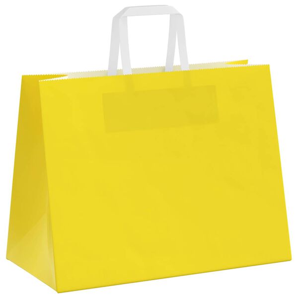 vidaXL Paper Bags 50 pcs with Handles Yellow 12.6x6.7x9.8"