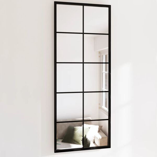 vidaXL Mirror Black Metal, Glass Mirror Rectangular Traditional