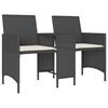 vidaXL Patio Sofa 2-Seater with Table and Stools Black Poly Rattan