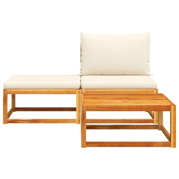 vidaXL 3 Piece Garden Sofa Set with Cushions Wood Acacia&Rope