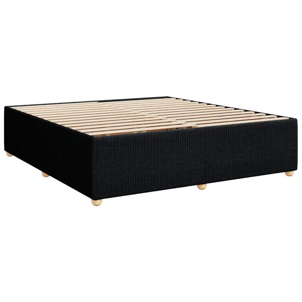 vidaXL Bed Frame Black Polyester, Plywood, Engineered Wood, Solid Pine Wood