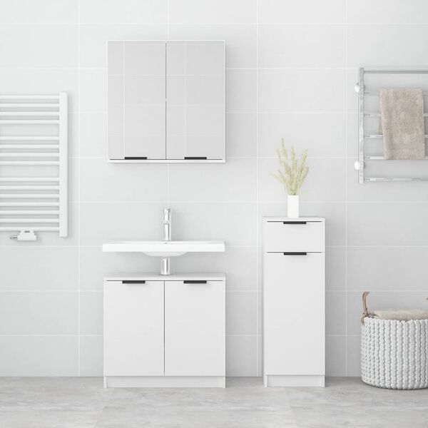 vidaXL Bathroom Furniture Set White Engineered wood, glass Standard