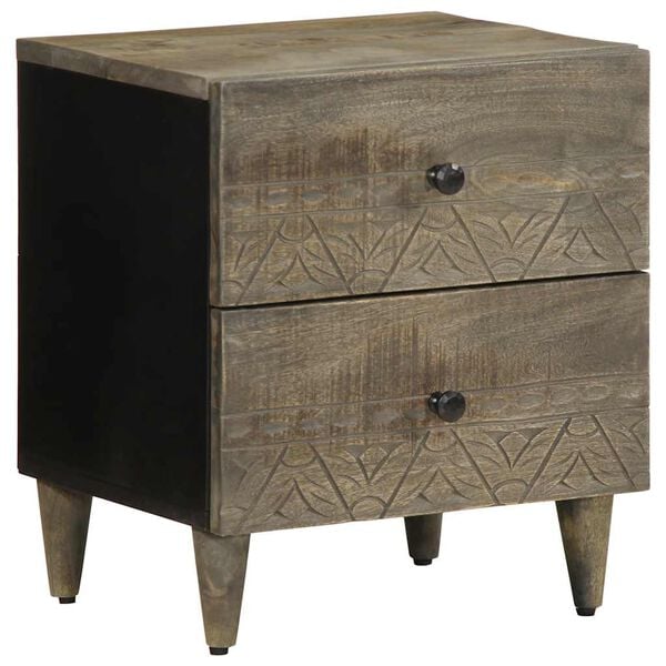 vidaXL Bedside Cabinet Light Grey Solid Mango Wood, Metal Compact