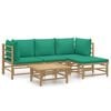 vidaXL Garden Lounge Set Natural Bamboo, Green Bamboo, 100% Polyester