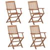 vidaXL Folding Chairs 4 pcs with Cushions Solid Acacia Wood