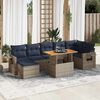 vidaXL 8 Piece Patio Sofa Set with Cushions Gray Poly Rattan