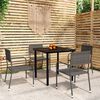 vidaXL Garden Dining Set Grey PE Rattan, Steel, Glass Medium Stackable