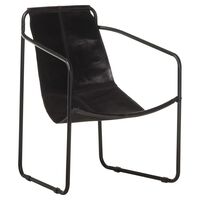 vidaXL Relaxing Armchair Black Real Leather