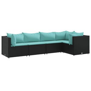 vidaXL Patio Lounge Set Black, Water blue