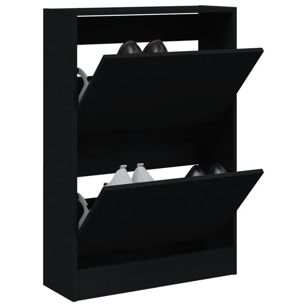 vidaXL Shoe Cabinet Black Engineered Wood Slim Shoe Cabinet