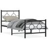 vidaXL Bed Frame Black Powder-Coated Steel Single Industrial Bed Frame